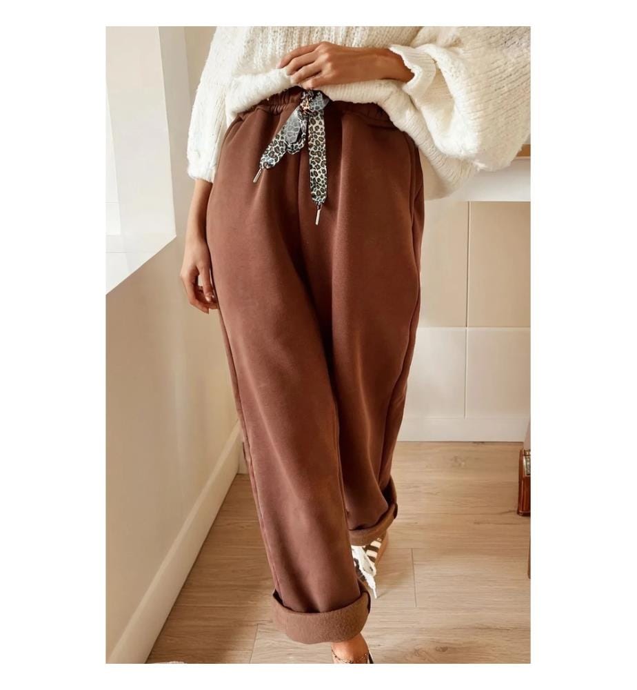 Pantaloni foderati in pile - Marrone