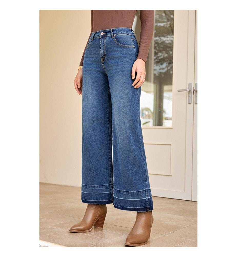 Jeans con orlo a vivo - Blu
