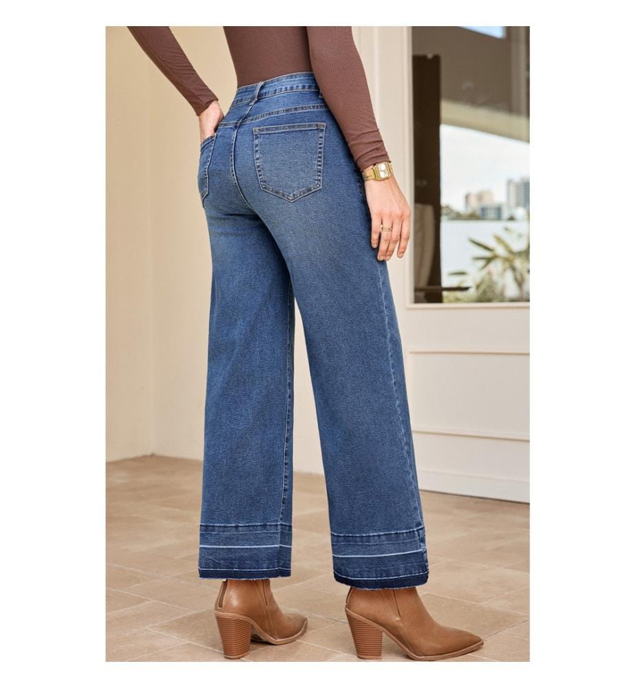 Jeans con orlo a vivo - Blu