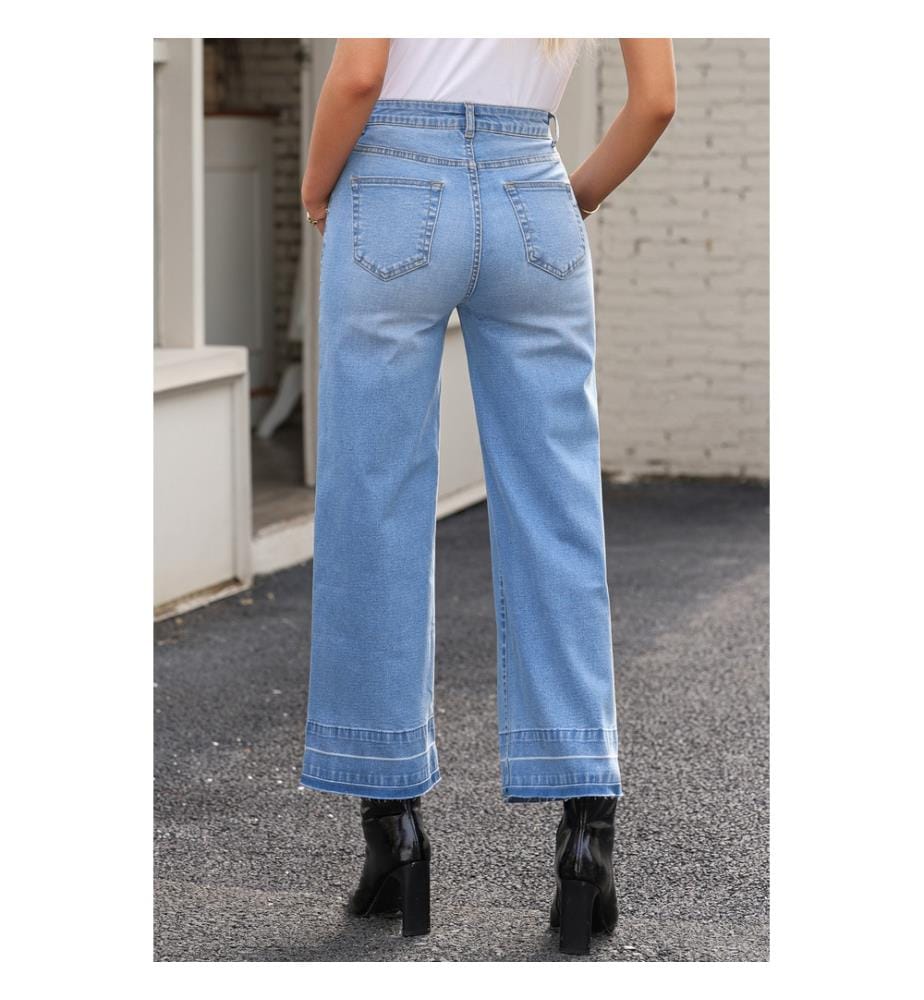 Jeans con orlo a vivo - Blu