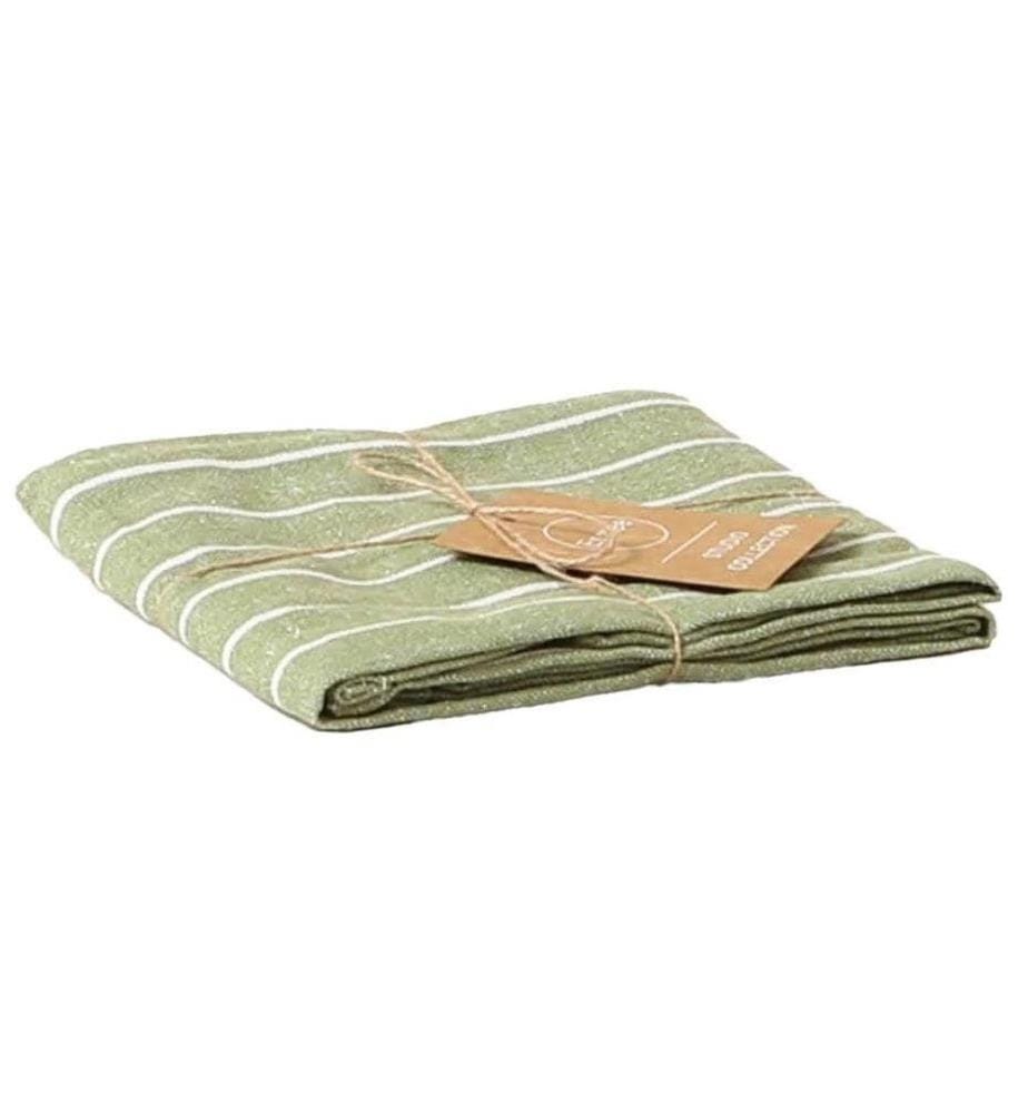 Esmée Torchon pour la vaisselle 50 x 70 cm, rayé, Vert olive