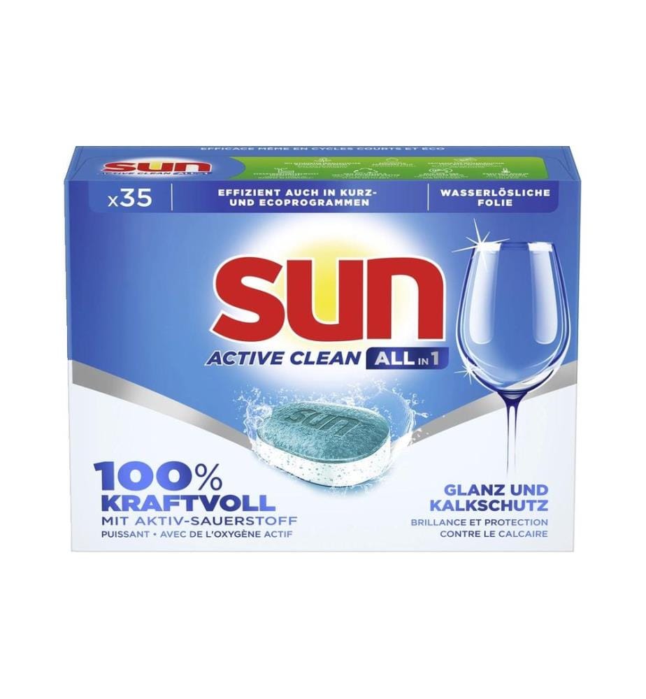 SUN - Détergent pour lave-vaisselle All-in-1 Active Clean 35 tabs