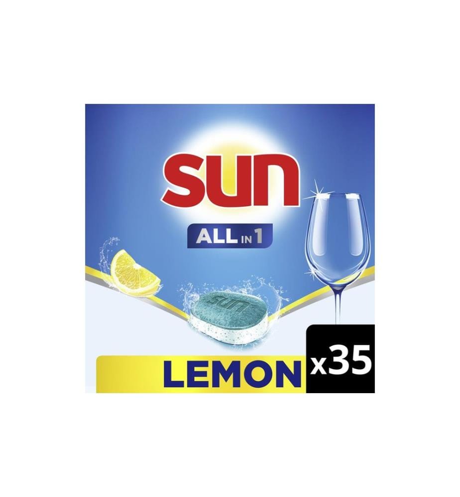 SUN - Détergent pour lave-vaisselle All-in-1 Active Clean Lemon 35 onglets