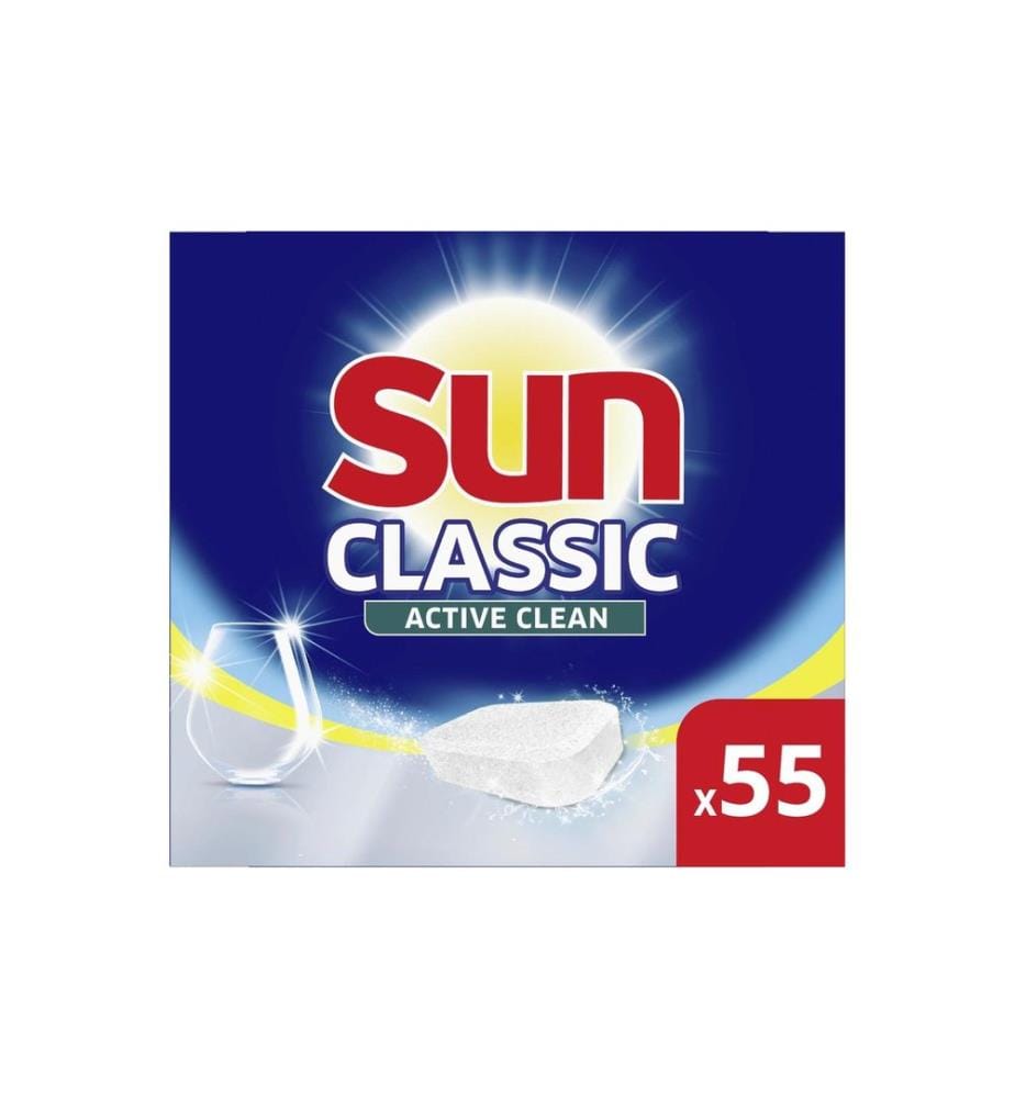 SUN - Détergent pour lave-vaisselle Classic Active Clean Lemon 55 onglets
