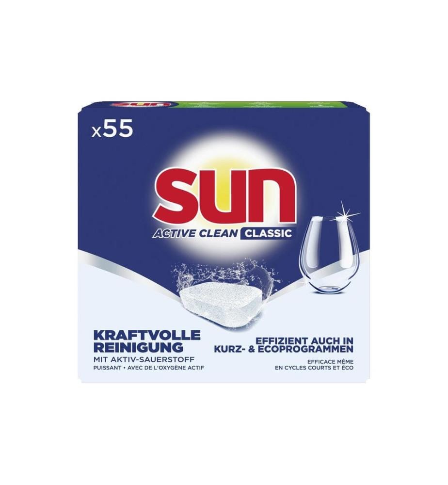 SUN - Détergent pour lave-vaisselle Classic Active Clean Regular 55 onglets