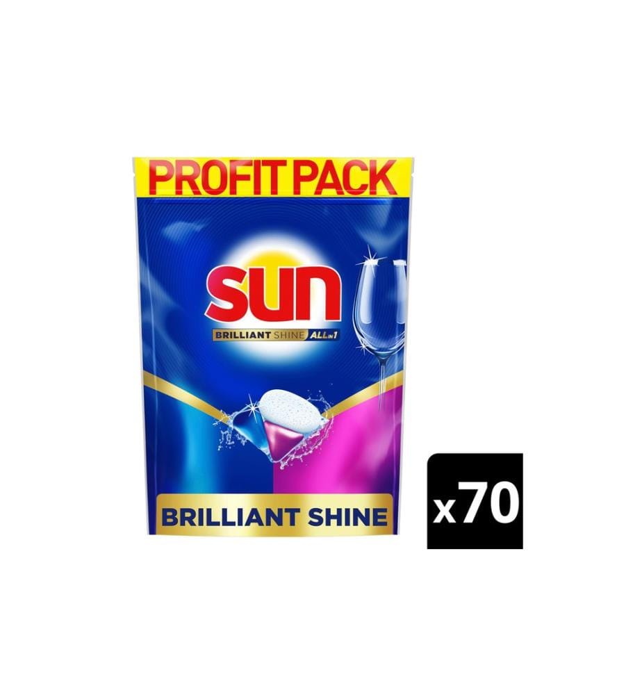 SUN - Détergent pour lave-vaisselle Brilliant Shine All-in-1 Caps 70 Pièce/s