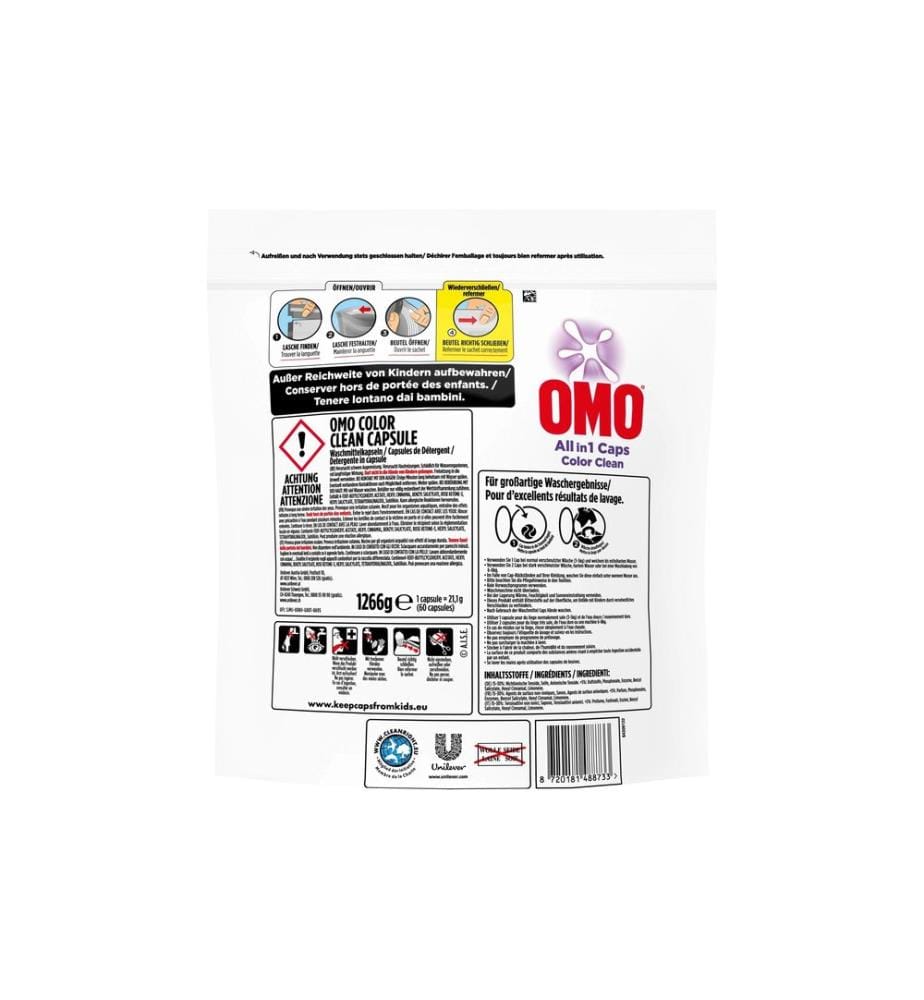 Omo - Détergent en pastilles Color Clean 60 pièces