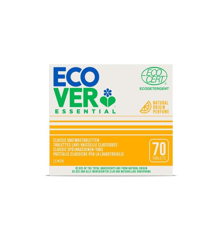 Ecover Zero - Détergent pour lave-vaisselle Tabs Essential Classic citron 70 Pièce/s
