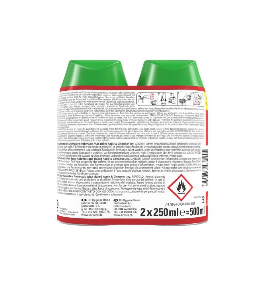Air Wick - Recharge de diffuseur de parfum DUO Baked Apple, 2x 500 ml