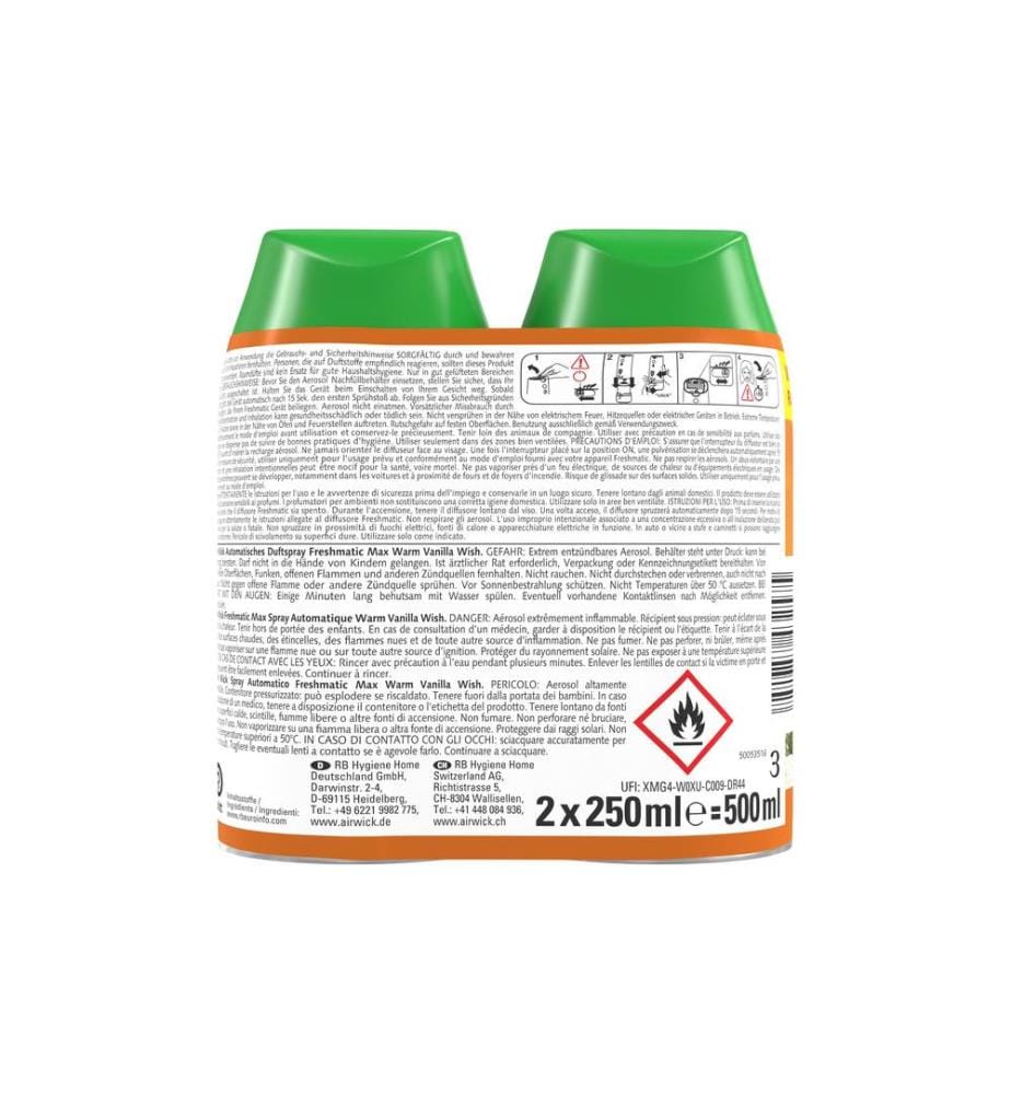 Air Wick - Recharge de diffuseur de parfum DUO Warm Vanilla Wish, 2x 500 ml
