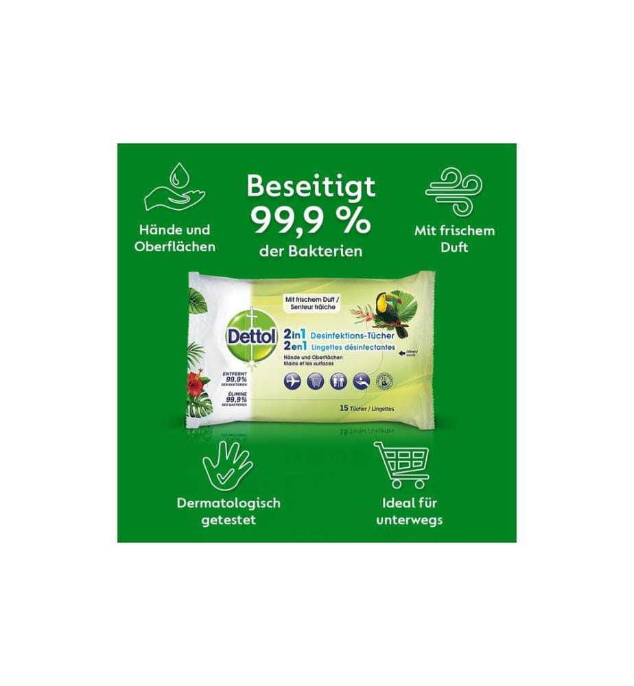 DETTOL - Desinfektionstücher 2 in 1 15 Stück