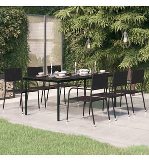 Garten-Esstisch Schwarz 200x100x74 cm Stahl und Glas