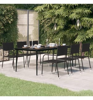 Garten-Esstisch Schwarz 200x100x74 cm Stahl und Glas