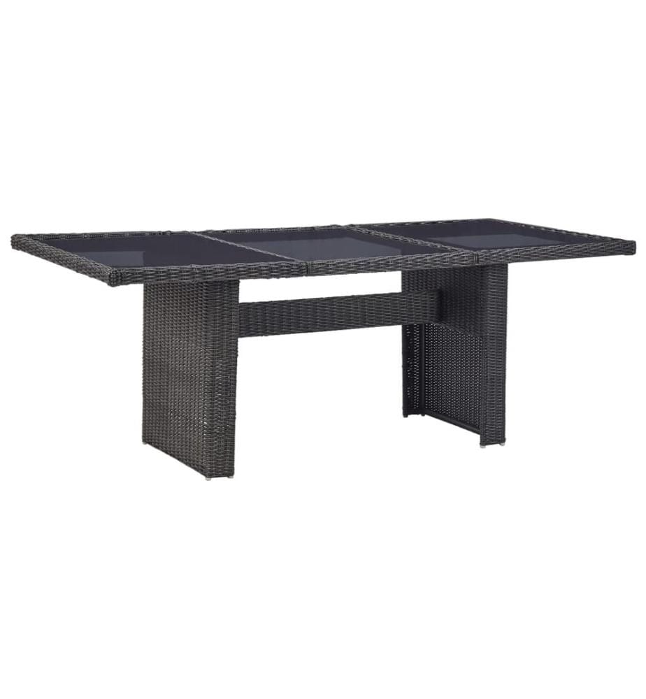 Garten-Esstisch Schwarz 200x100x74 cm Glas und Poly Rattan