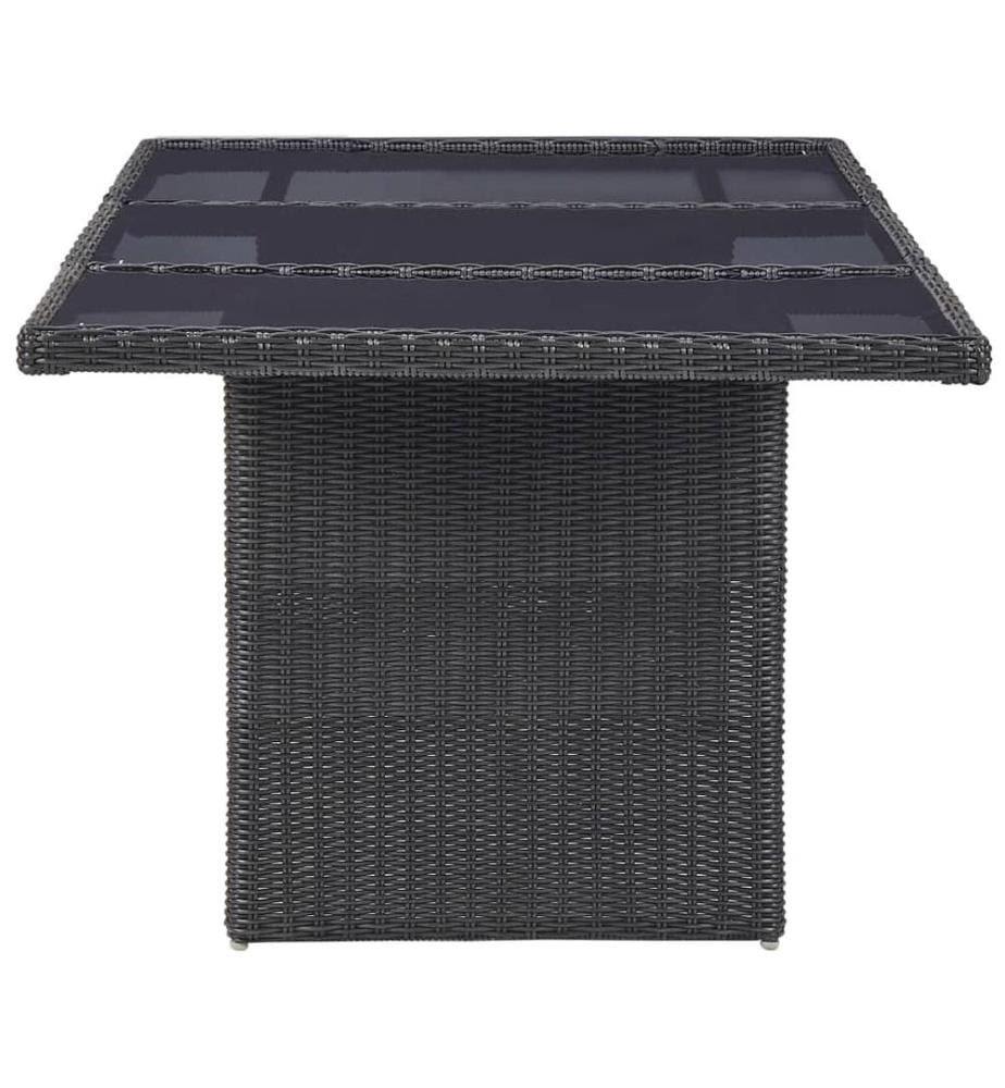 Garten-Esstisch Schwarz 200x100x74 cm Glas und Poly Rattan