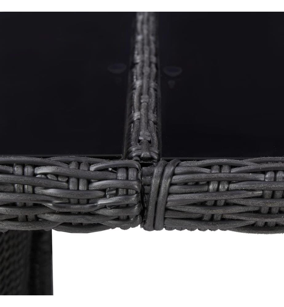 Garten-Esstisch Schwarz 200x100x74 cm Glas und Poly Rattan