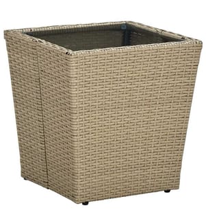 Beistelltisch Beige 41,5x41,5x44 cm Poly Rattan und Hartglas