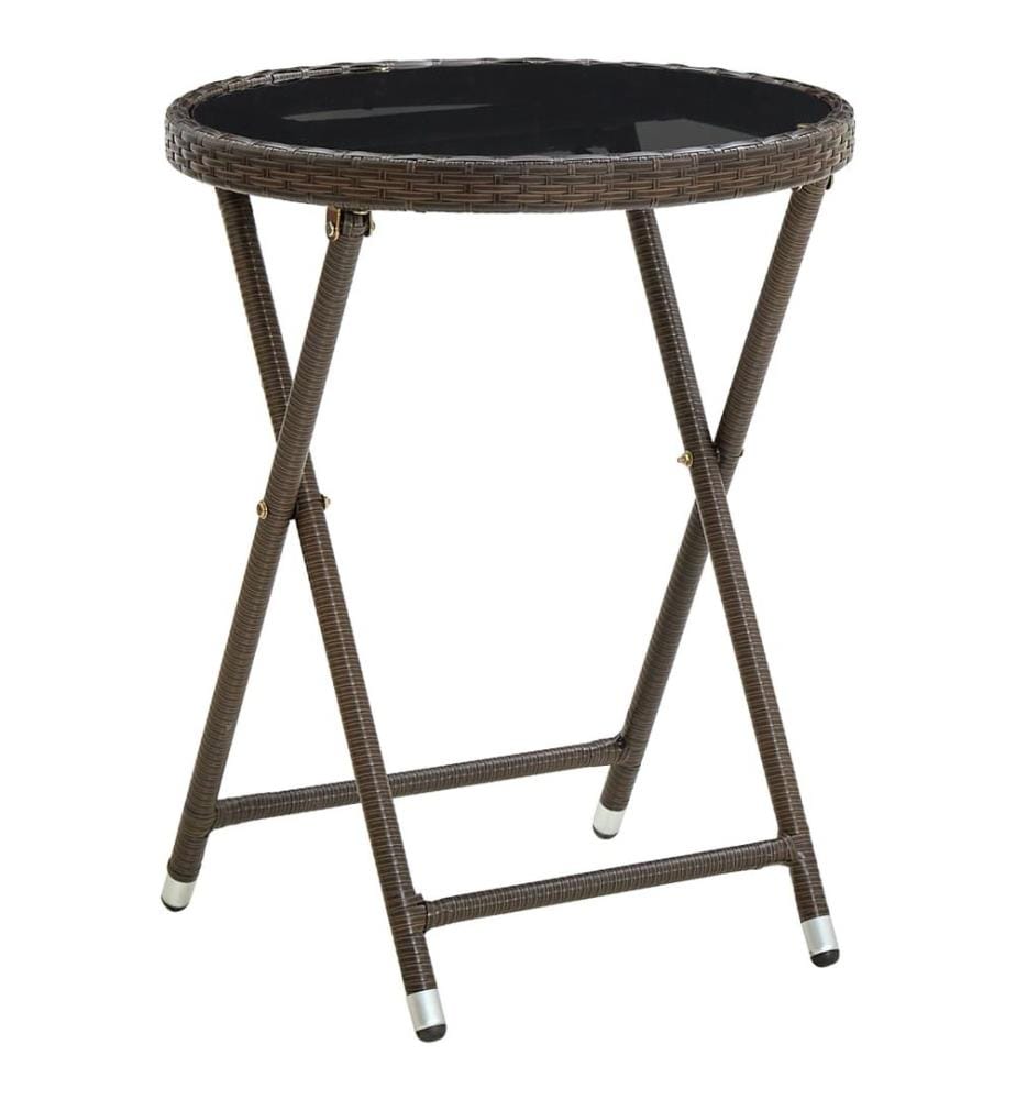 Beistelltisch Braun 60 cm Poly Rattan und Hartglas