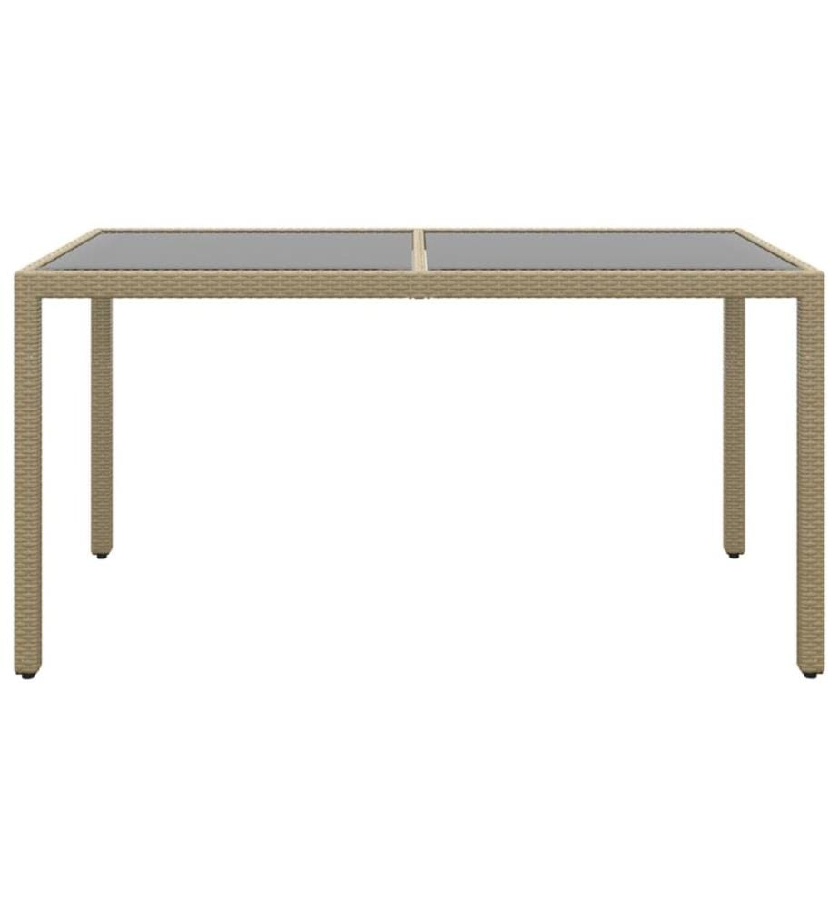 Gartentisch 150x90x75 cm Hartglas und Poly Rattan Beige
