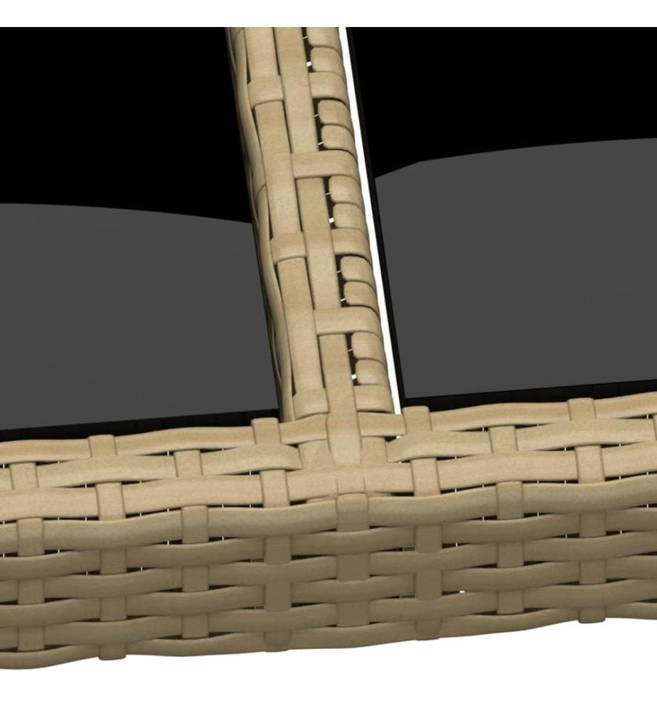 Gartentisch 150x90x75 cm Hartglas und Poly Rattan Beige