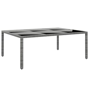 Gartentisch 200x150x75 cm Hartglas und Poly Rattan Grau