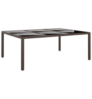 Gartentisch mit Glasplatte Braun 200x150x75 cm Rattan