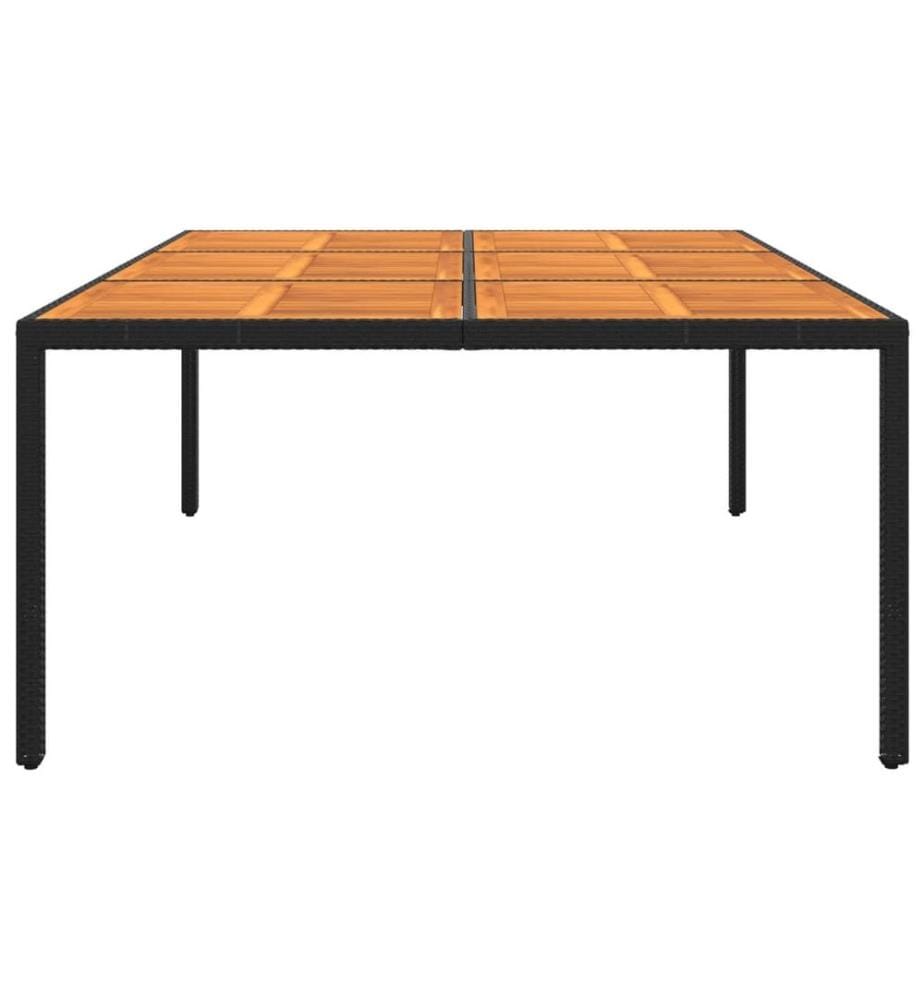 Garden table 200x150x75 cm Acacia and woven resin Black