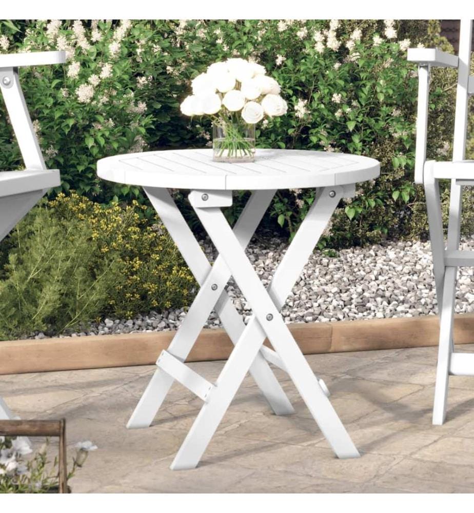 Folding garden table white Ø 46 cm solid acacia wood