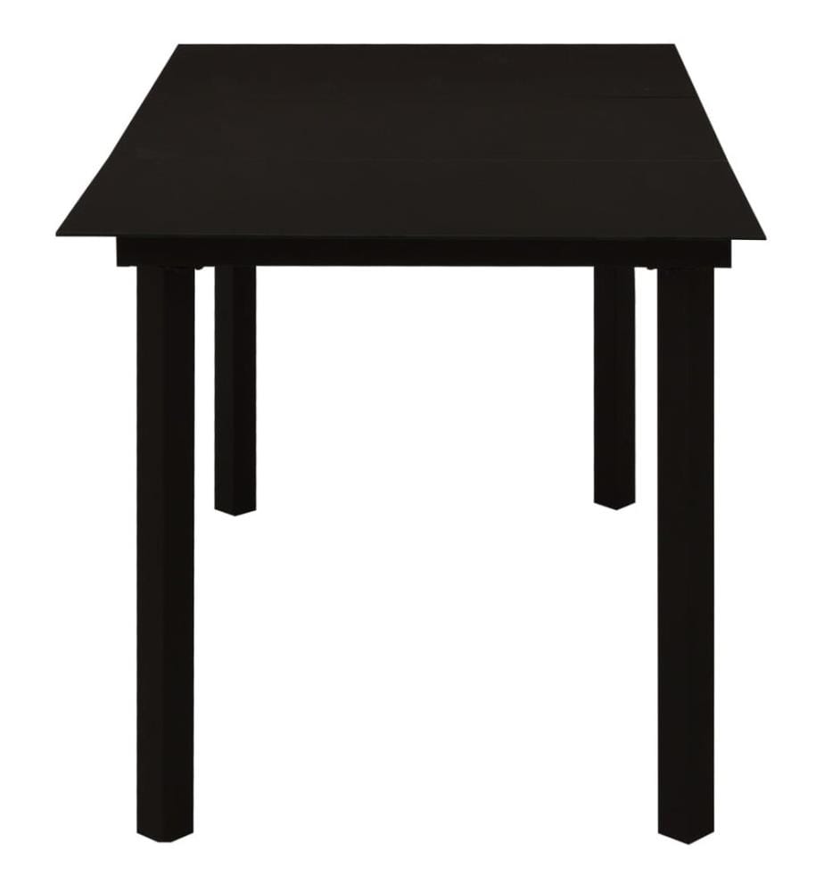 Garden dining table Black 150x80x74 cm Steel and glass