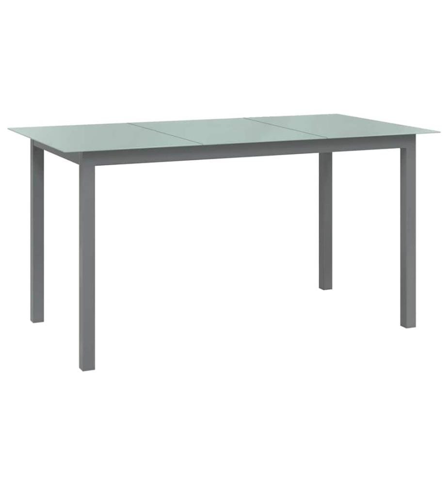 Garden Table Light Grey 150x90x74 cm Aluminium and Glass