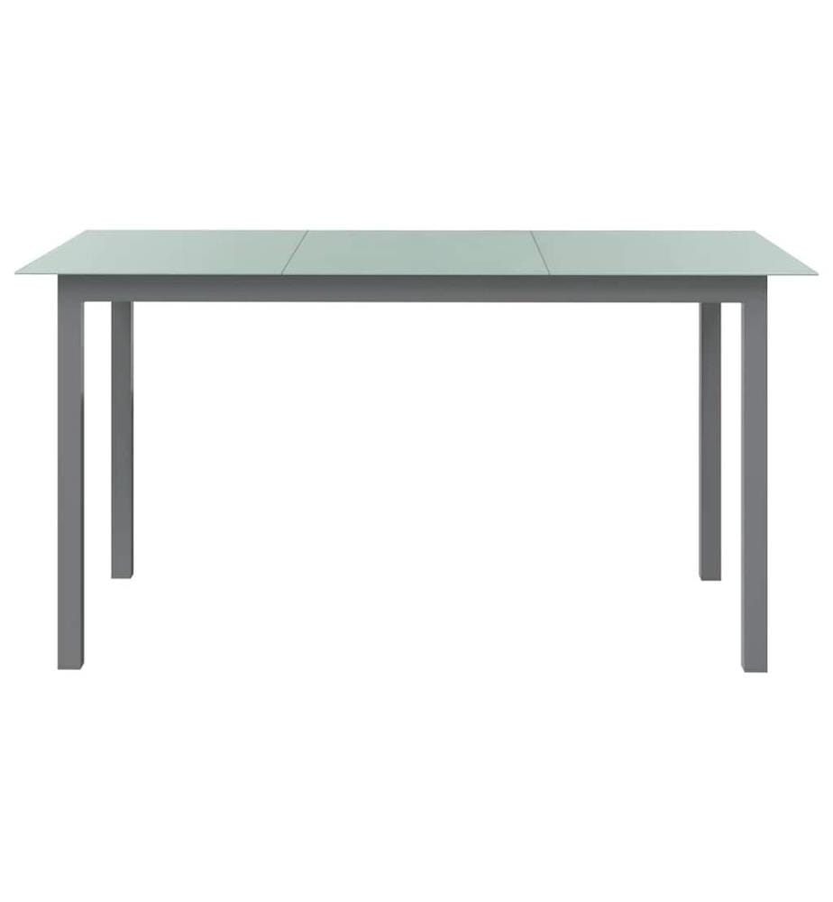 Garden Table Light Grey 150x90x74 cm Aluminium and Glass