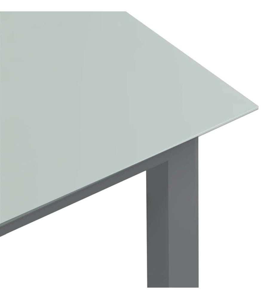 Garden Table Light Grey 150x90x74 cm Aluminium and Glass