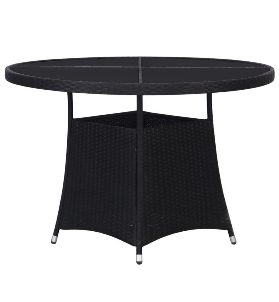 Garden table black Ø110x74 cm woven resin