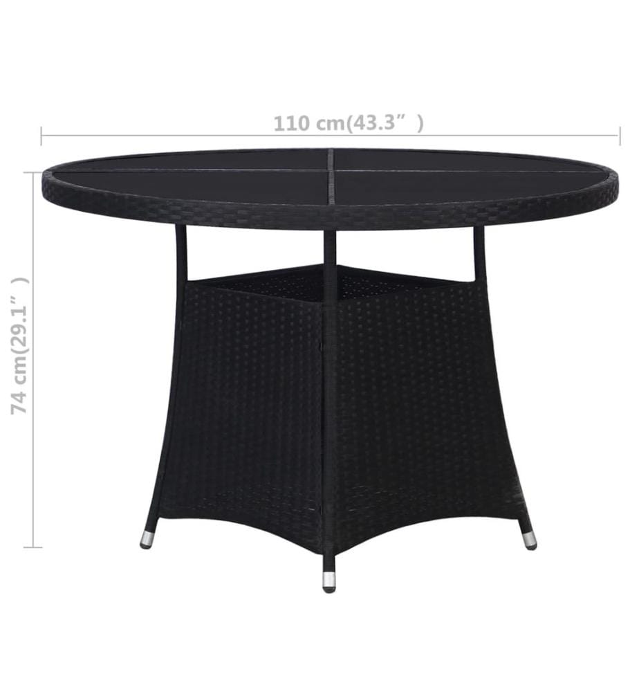 Garden table black Ø110x74 cm woven resin
