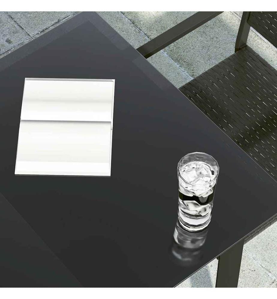 Garden dining table Black 140x70x74 cm Steel and glass