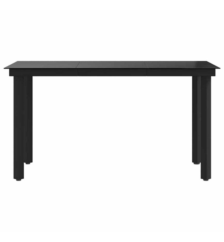 Garden dining table Black 140x70x74 cm Steel and glass