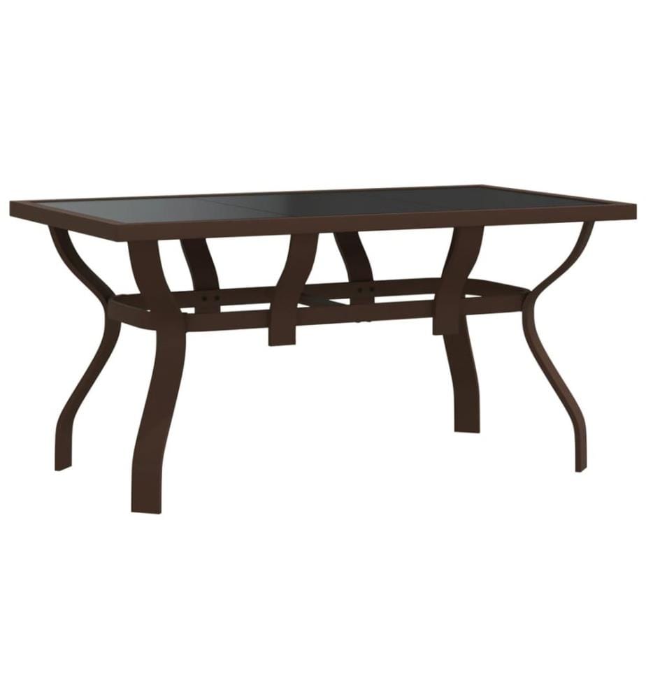 Table de jardin Marron et noir 140x70x70 cm Acier et verre