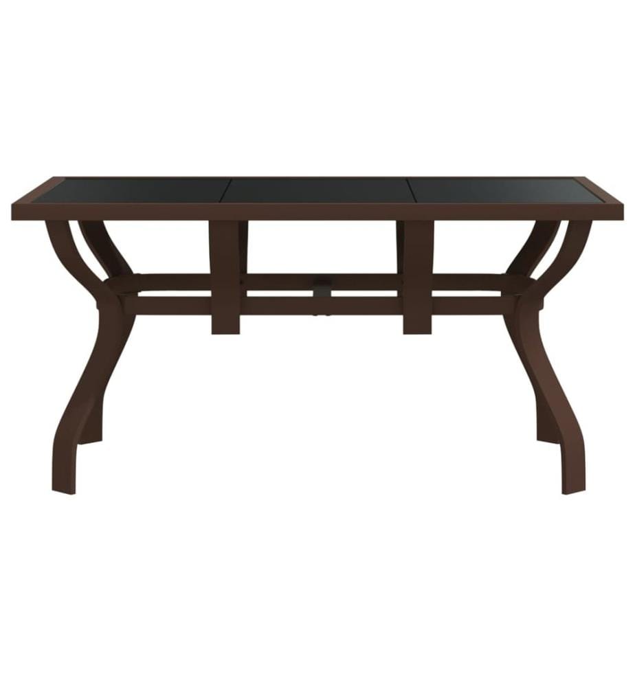 Table de jardin Marron et noir 140x70x70 cm Acier et verre