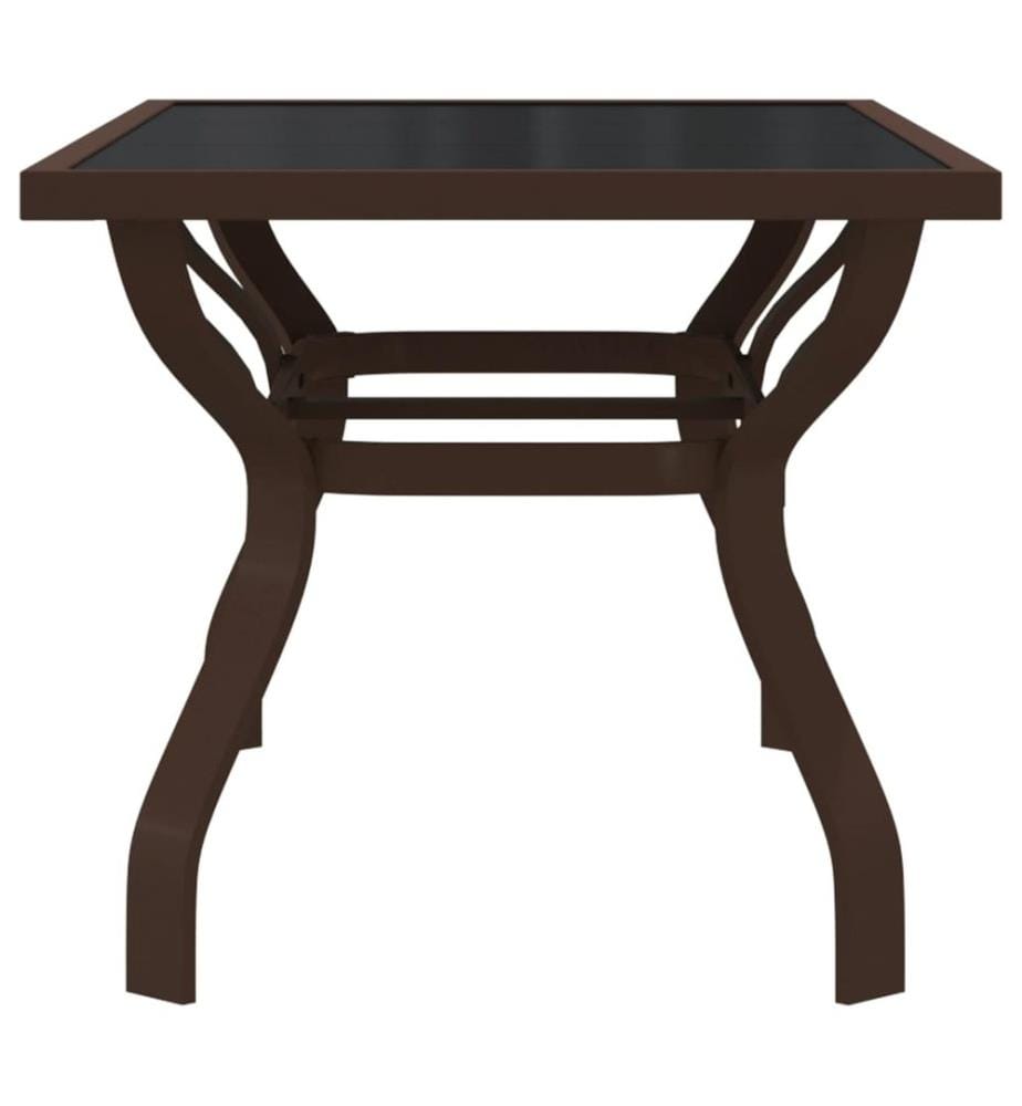 Table de jardin Marron et noir 140x70x70 cm Acier et verre
