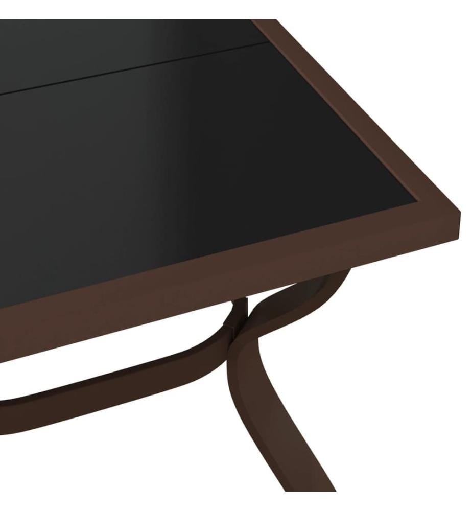 Table de jardin Marron et noir 140x70x70 cm Acier et verre