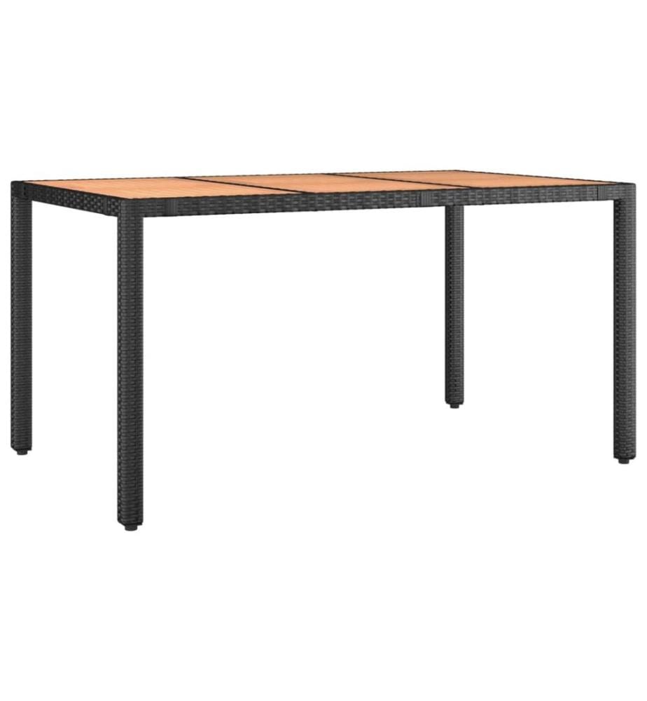 Gartentisch mit Holzplatte Schwarz Poly Rattan & Akazienholz