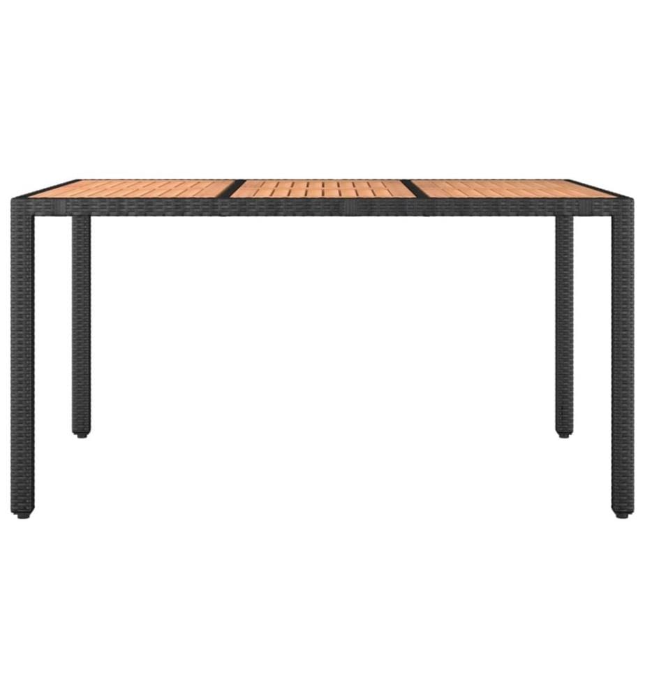 Gartentisch mit Holzplatte Schwarz Poly Rattan & Akazienholz