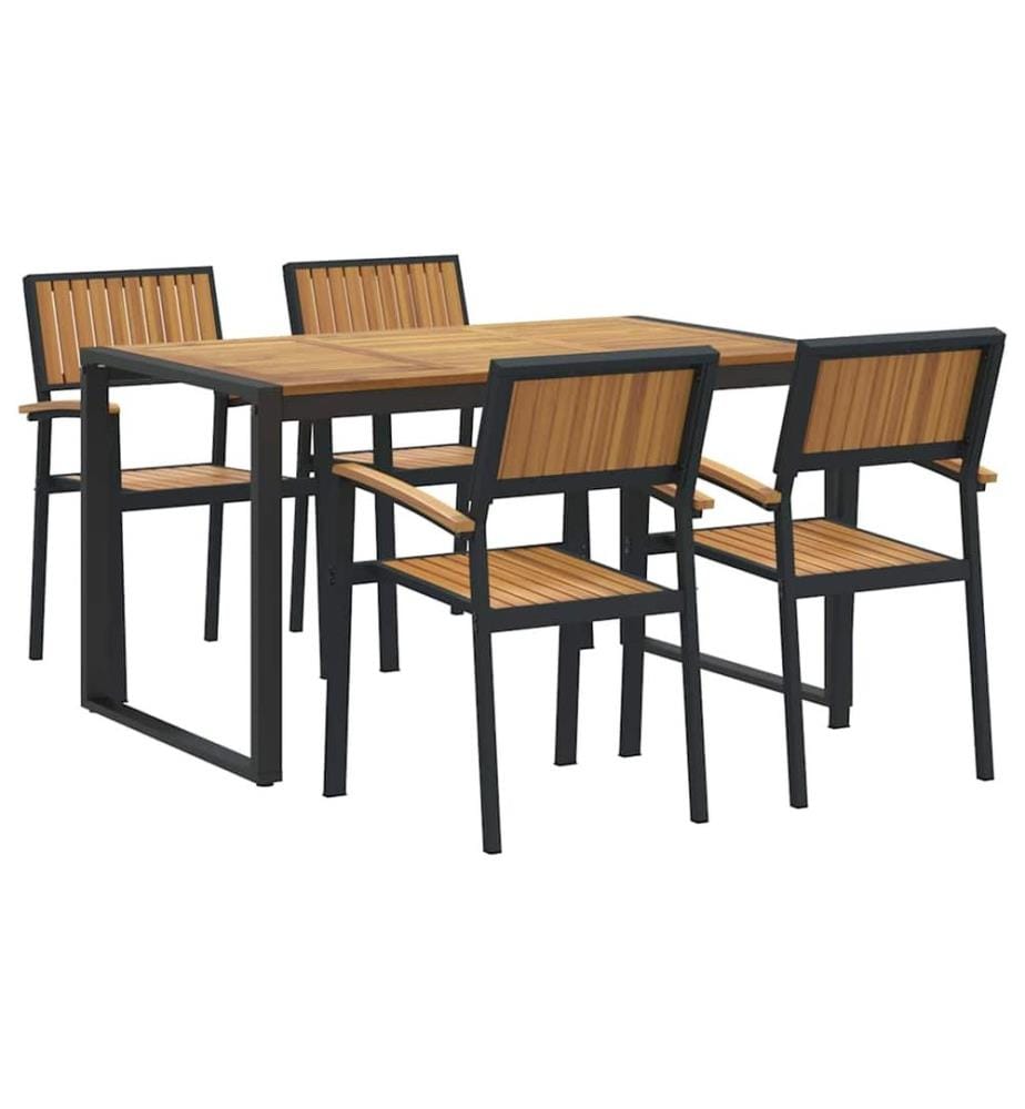 Garden dining set 5 pcs Black