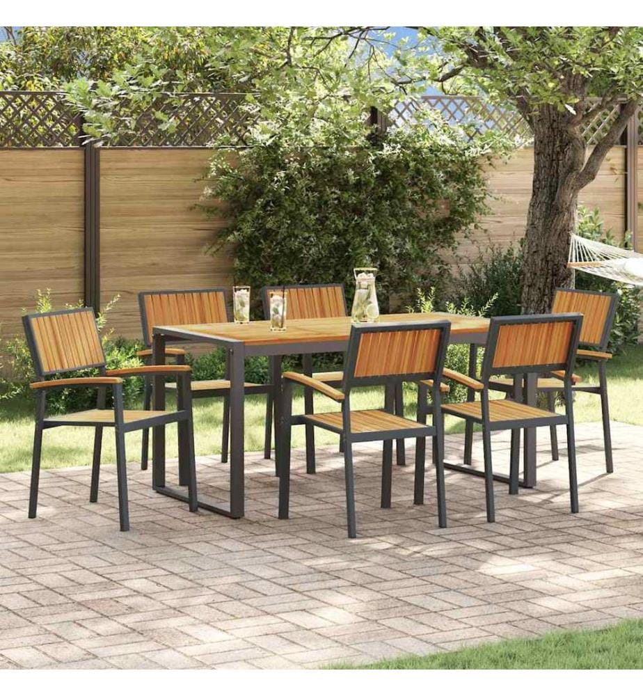 vidaXL Ensemble de salle à manger pour jardin 7 pcs Noir