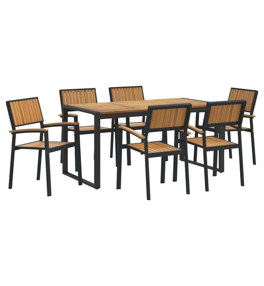 vidaXL Ensemble de salle à manger pour jardin 7 pcs Noir