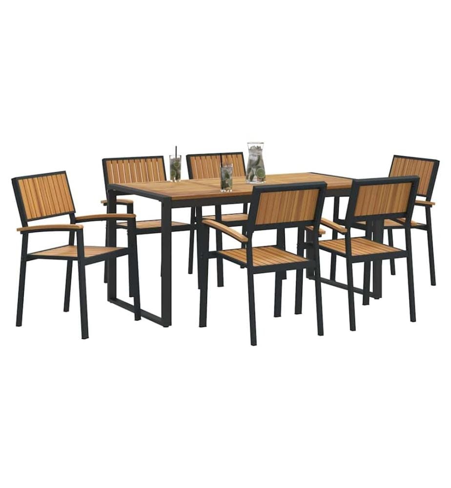vidaXL Ensemble de salle à manger pour jardin 7 pcs Noir
