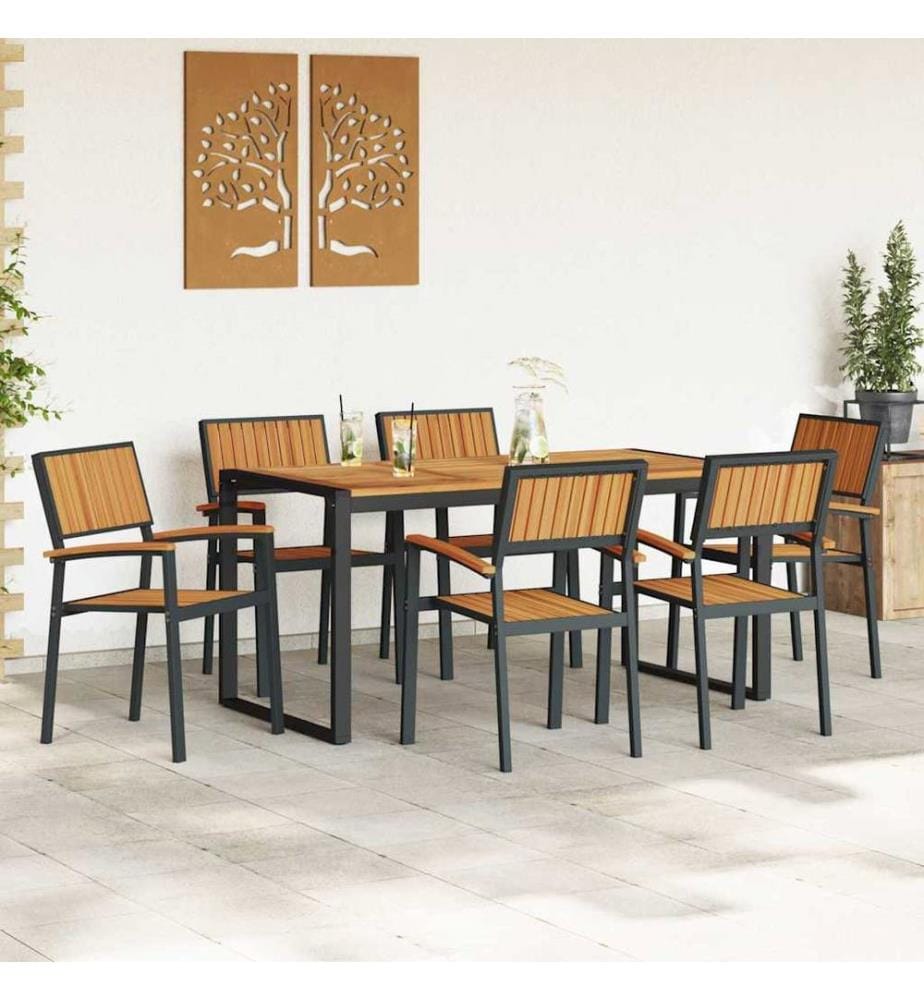 vidaXL Ensemble de salle à manger pour jardin 7 pcs Noir