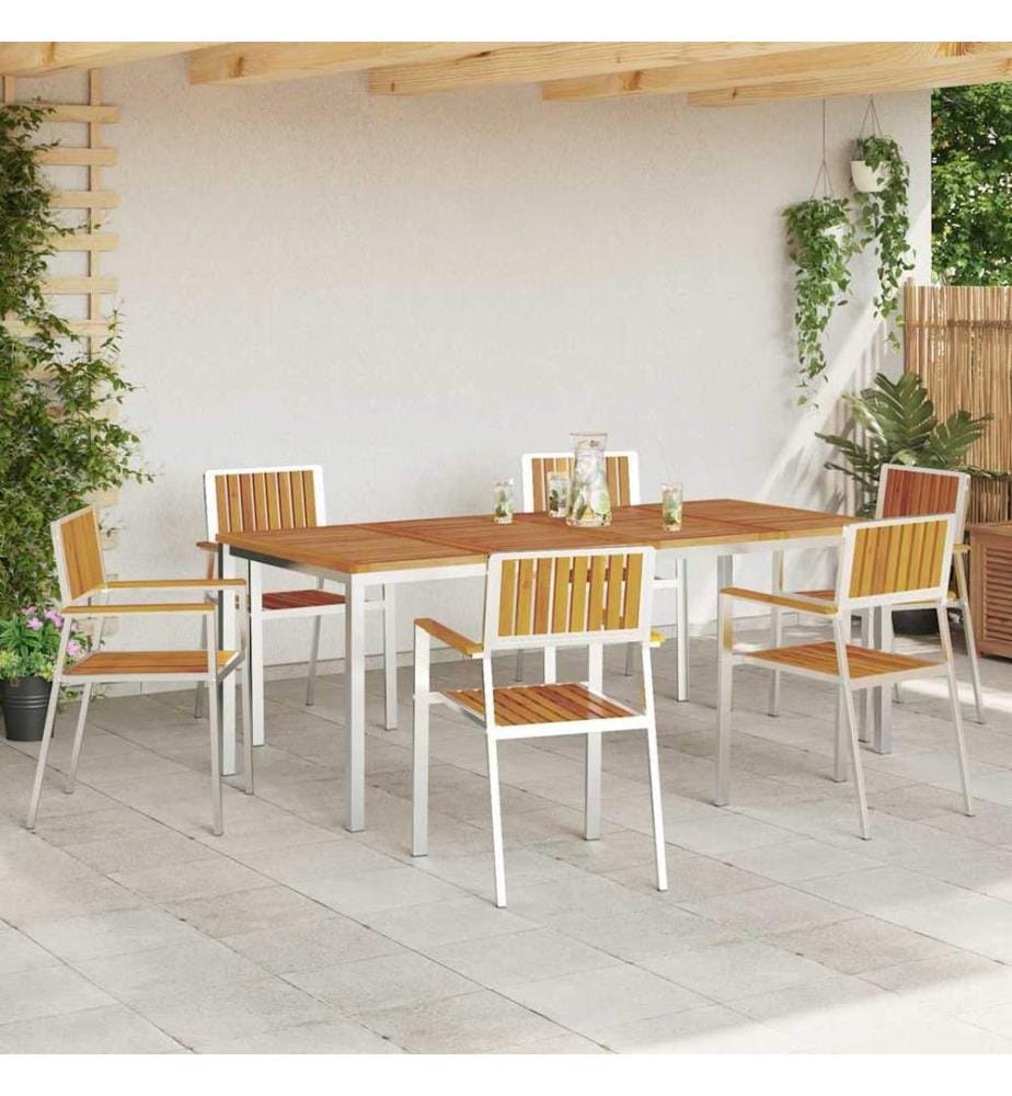 Outdoortisch-Set 7 pcs Braun Massivholz Akazie