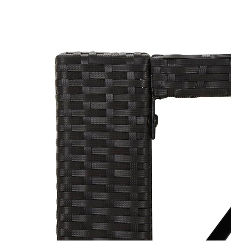 Bar table and glass top black 185x80x110 cm poly rattan