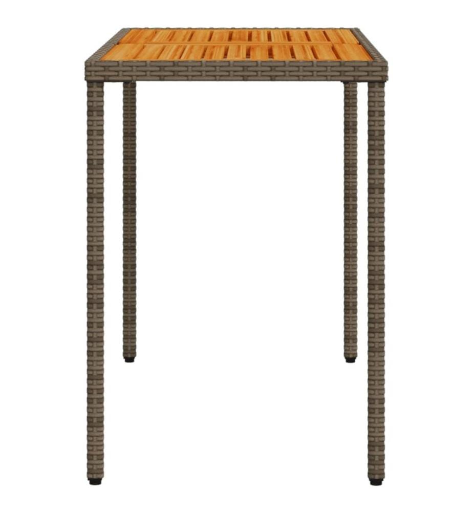 Gartentisch mit Akazienholz-Platte Grau 115x54x74cm Poly Rattan
